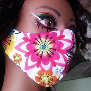 Women's floral masks with pocket for filter